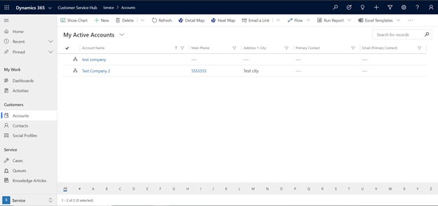 CRM Legacy Interface Accounts View